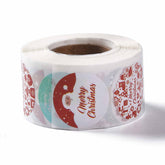 Paper Stickers 1 Inch / 2.5 CM (1 Roll, 500 Stickers) Merry Christmas Theme Round Multicolor Gift Packing Tags